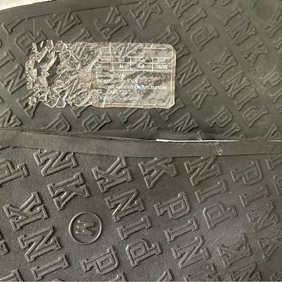 PINK VS “BEACH PLEASE” Black/Green Sandals/Slides - Picture 5 of 5